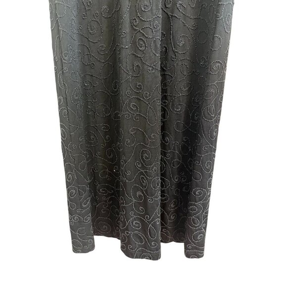 Cache Halter Beaded Dress S Black Maxi Vintage Gown Y2K 80s Whimsigoth Feminine - Picture 4 of 16